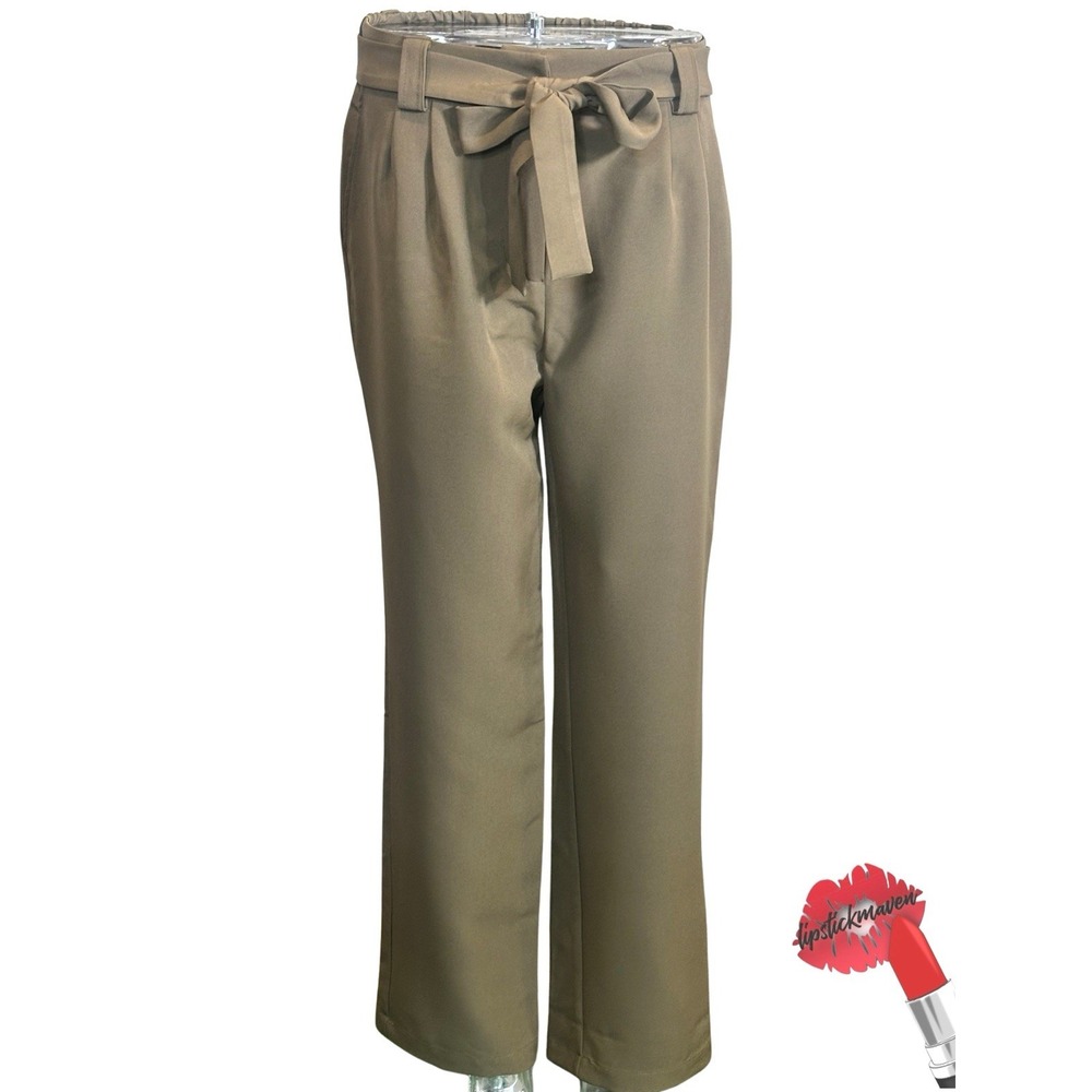 Melloday‎ Pants Large Tan Brown Wide Leg Style #CEB228129-PV Office Wear